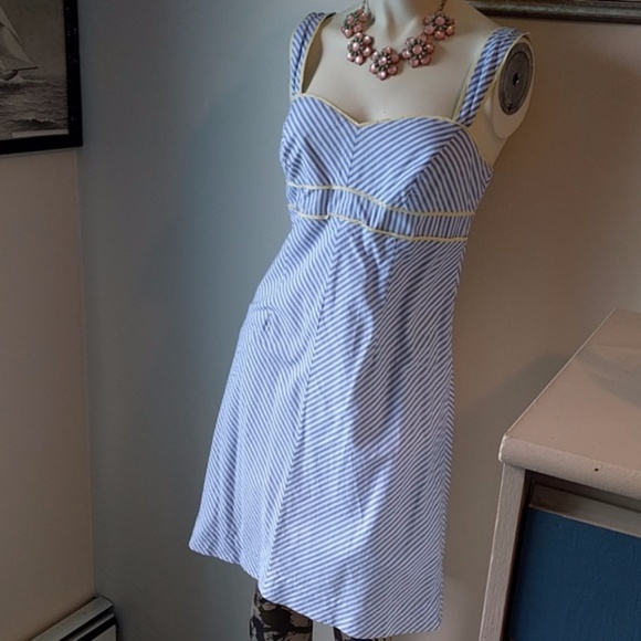 Lilly Pulitzer Dresses - Lilly Seersucker Blue, White + Canary Dress Lilly Pulitzer Dresses - Lilly Seersucker Blue, White + Canary Dress