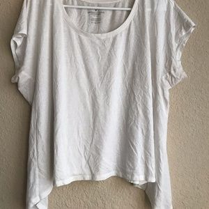 White American Eagle Shark Bite Hem Crop Top