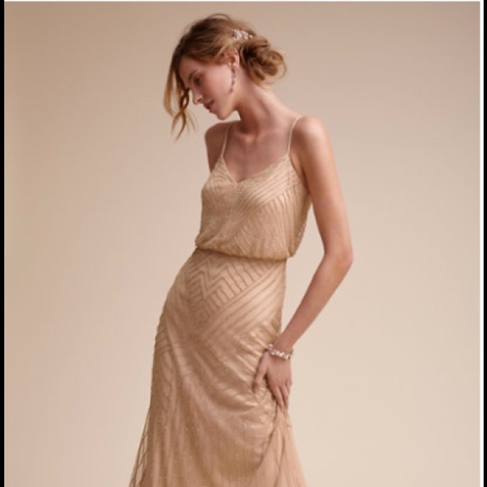 BHLDN Rose Gold Art Deco Dress by Adrianna Papell