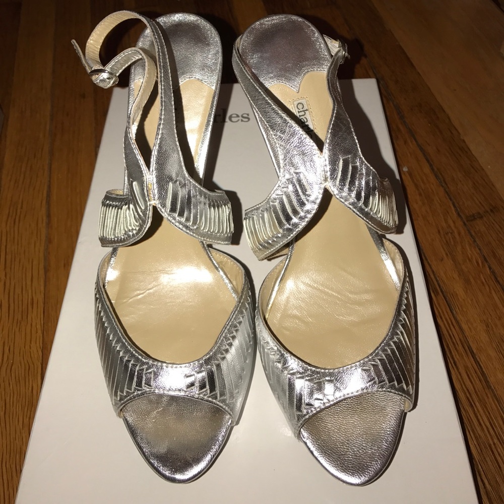 Charles David Designer Silver High Heels size 8.5