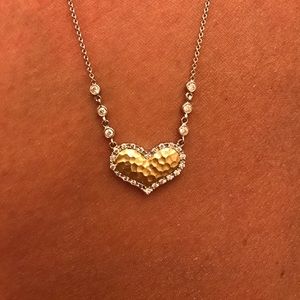 Diamond and gold heart necklace & white gold chain
