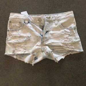 Distressed button up Jean shorts