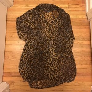 Cheetah Print Chiffon Women's Blouse