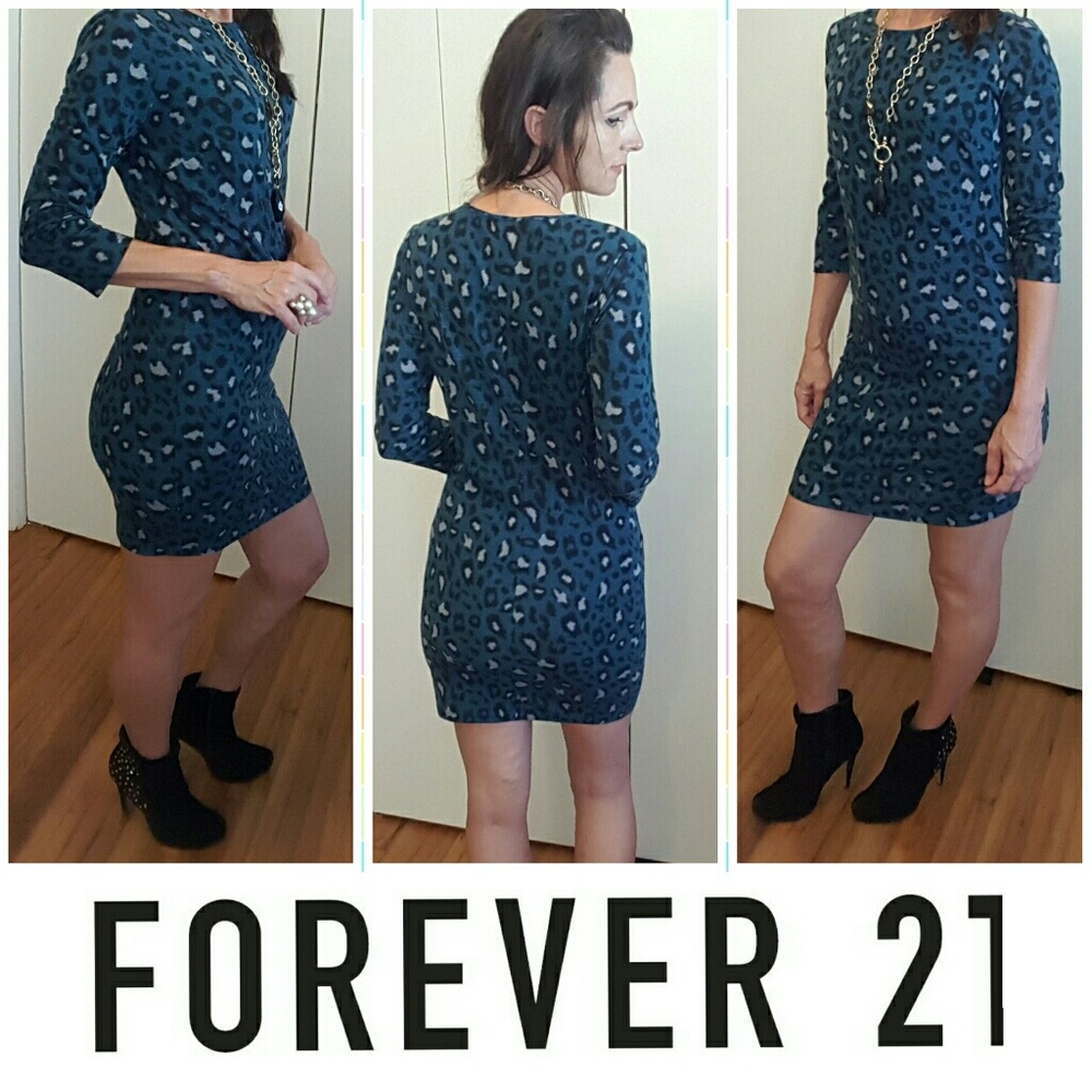 BOGO Forever 21 Sexy Teal blue cheetah dress