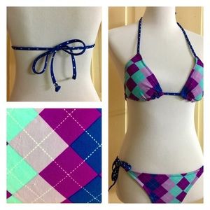 Xhilaration Argyle/Checkered Bikini Top&Bottom (S)
