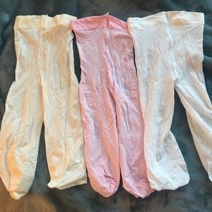 0-3 month baby girl tights. Pink, white, and beige