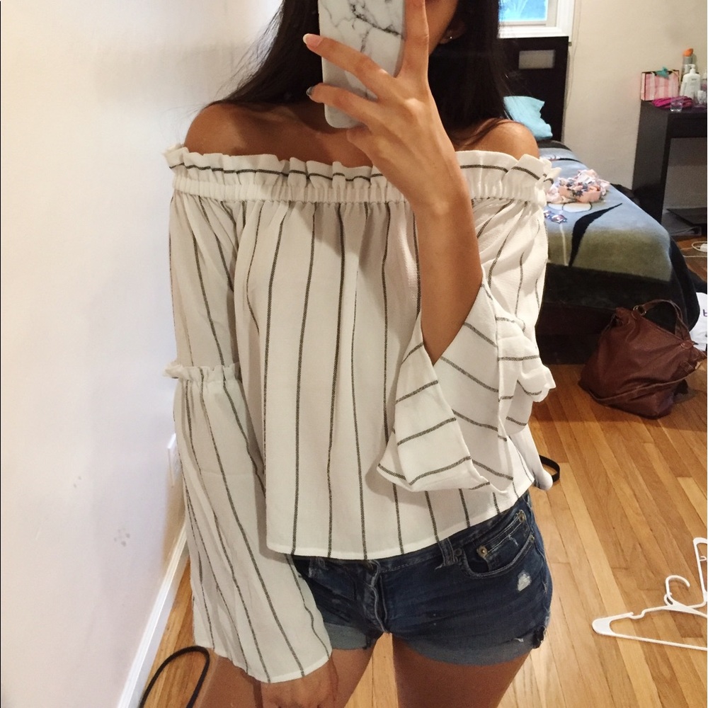 Off the shoulder striped top
