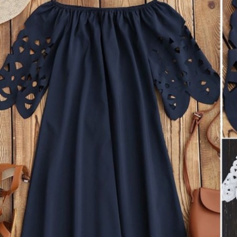 Zaful navy blue off the shoulder dress