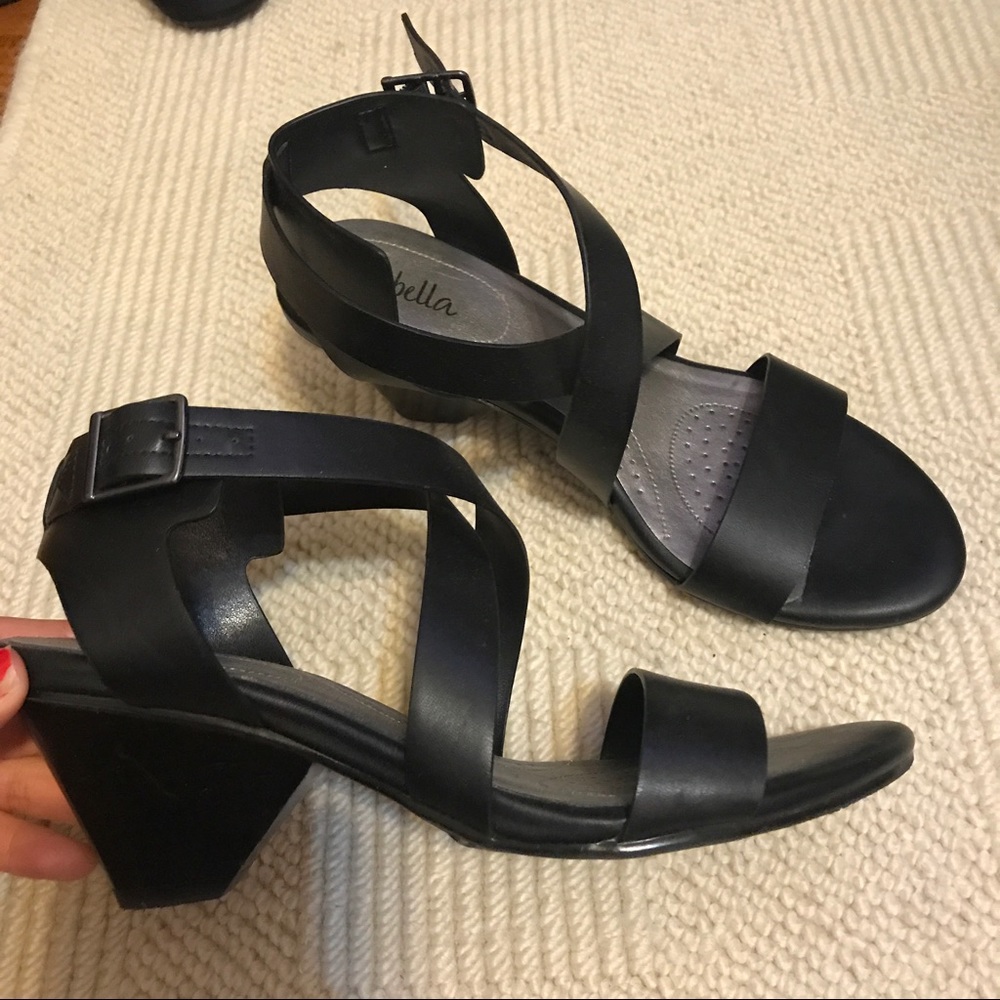 Black sandals in excellent condition.