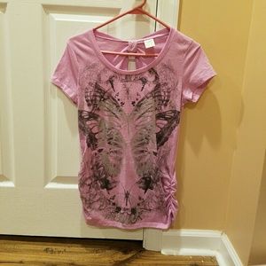 purple butterfly cinch bottom keyhole back top
