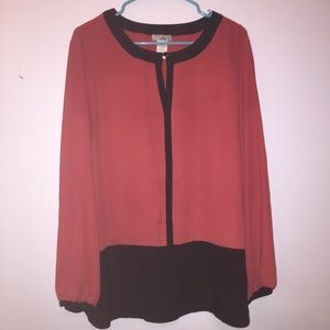 Black and orange blouse