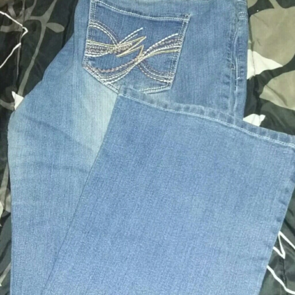 Denim wide leg pants