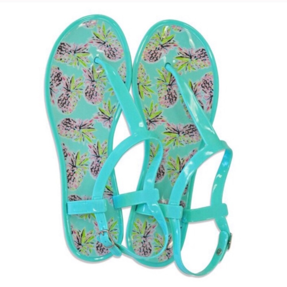 T-strap pineapple jelly sandals