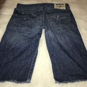 True religion men's cut off shorts size 34