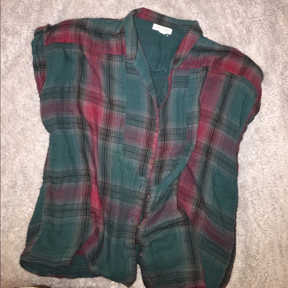 Loose plaid collard shirt