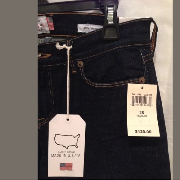 NEW LUCKY BRAND JEANS DARK SIZE 6/28 32" REGULAR - Picture 4 of 5