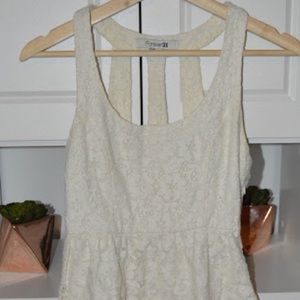 White Lace Dress W/ Back Strap Detailing || Size S