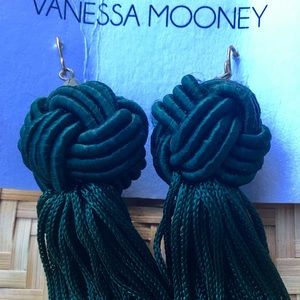 Vanessa Mooney Astrid dark green tassel earrings