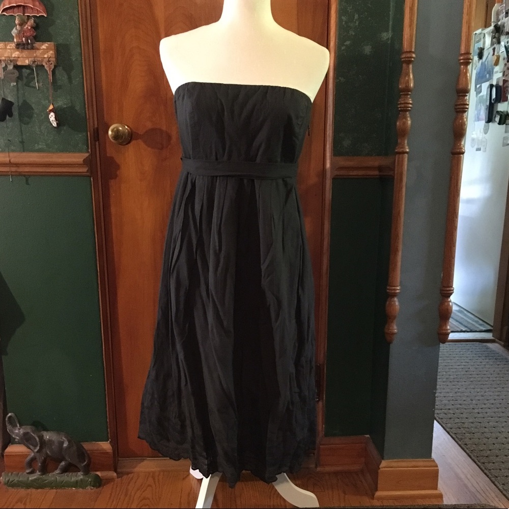 NWT Gap Charcoal Embroidered Strapless Dress