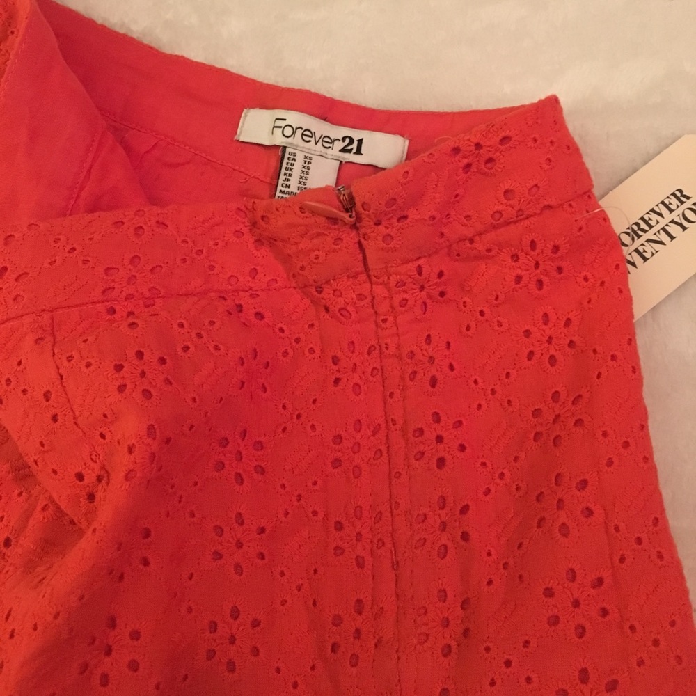 NWT Forever 21 orange eyelet lace shorts - Picture 2 of 2