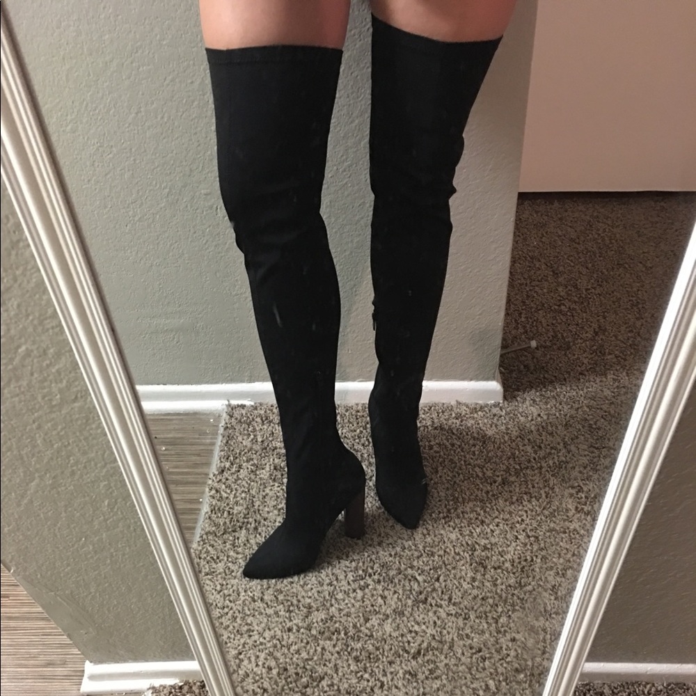 Boohoo over the knee boots.
