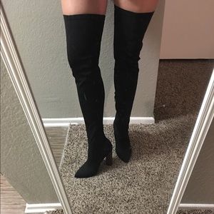Boohoo over the knee boots.