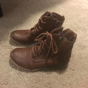Brown short combat boots