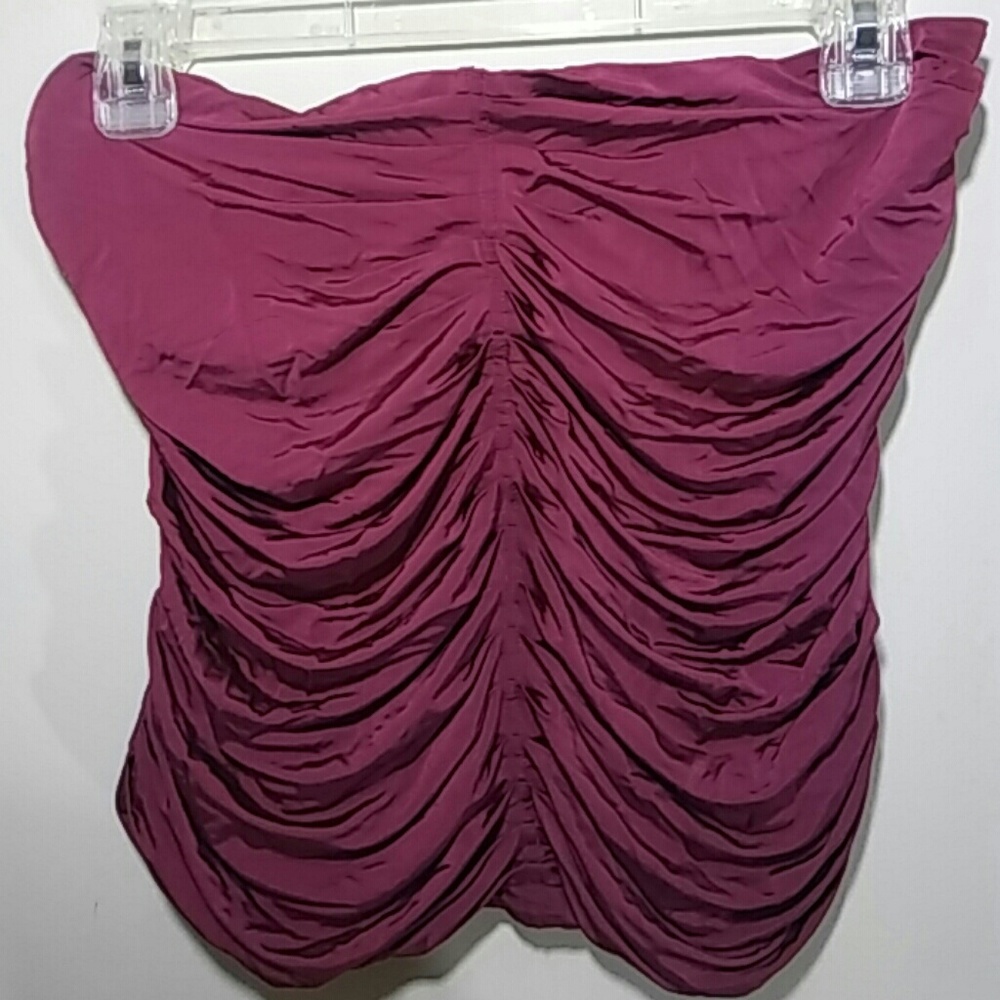MODA INTERNATIONAL Fuchsia Ruched Tube Top Sz M/L