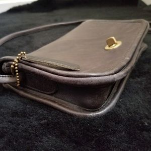 Vintage black leather Coach cross body bag