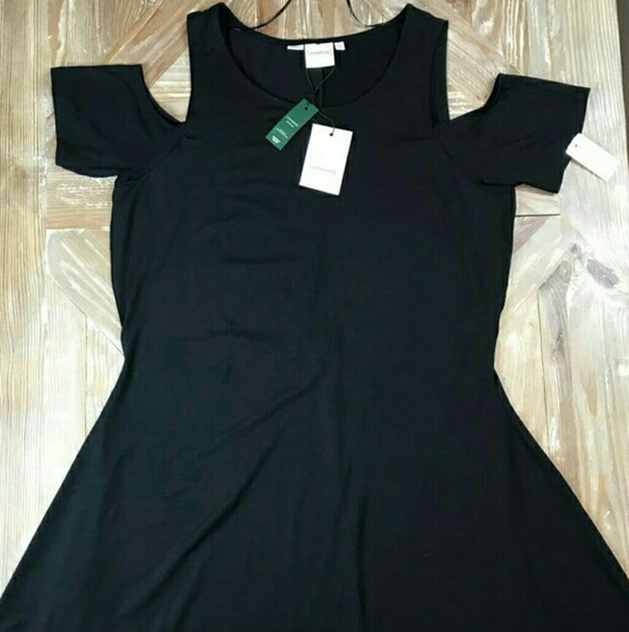 HPASOS Curve Black Cold Shoulder Dress Plus - Picture 4 of 7