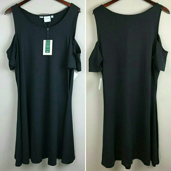 HPASOS Curve Black Cold Shoulder Dress Plus - Picture 6 of 7