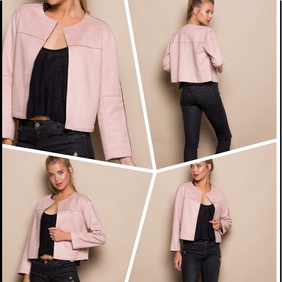 Dusty Rose Suede Look Jacket - Picture 4 of 7