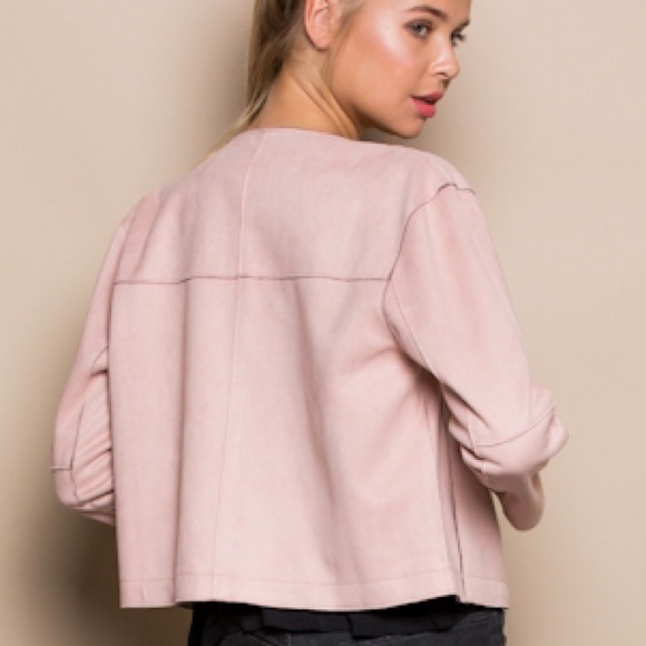 Dusty Rose Suede Look Jacket - Picture 3 of 7
