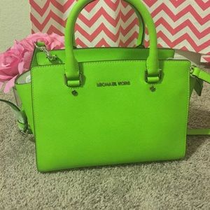 Michael Kors lime green medium size Selma bag