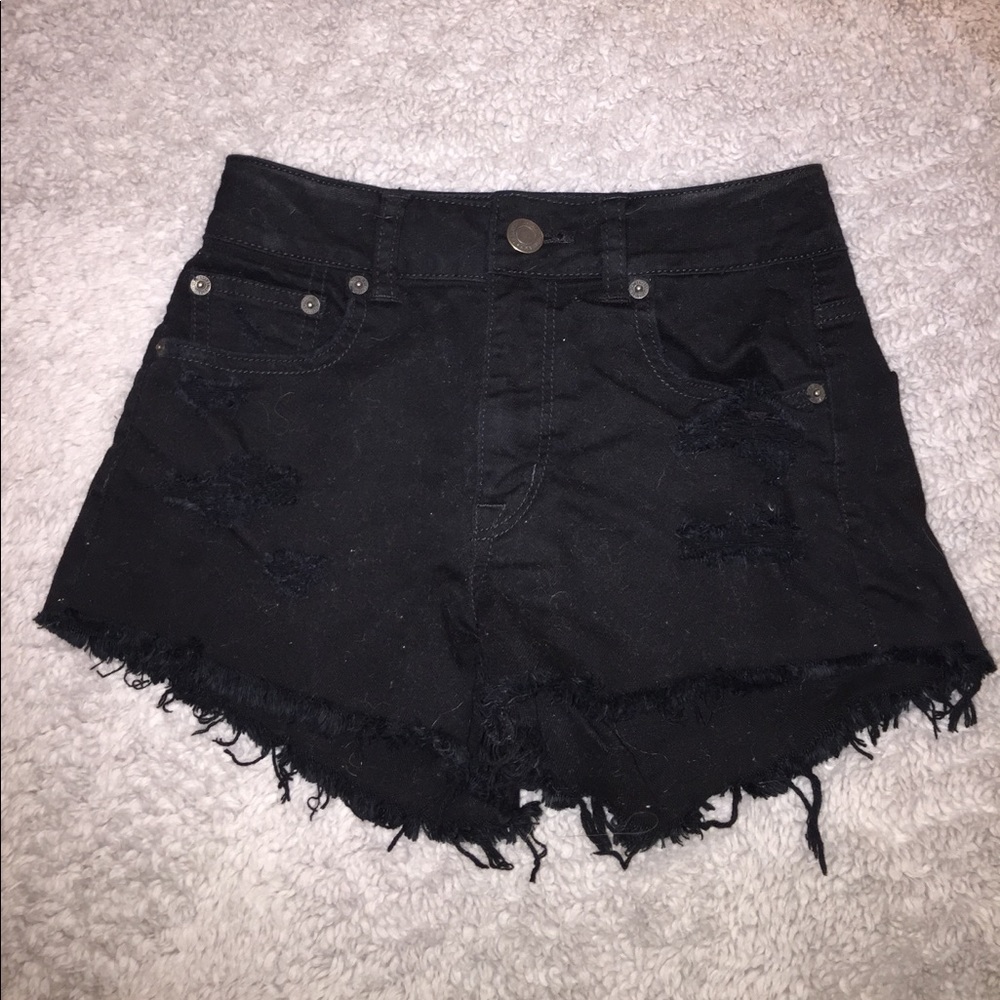 High waisted black cut off shorts