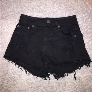 High waisted black cut off shorts