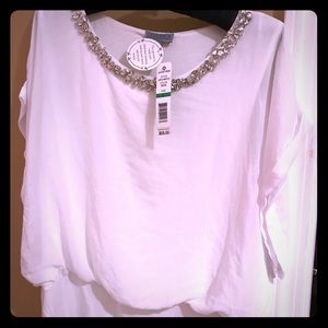 Joesph A white top with hand sewn beading