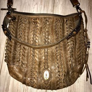 Fossil Braided Leather Crossbody Purse