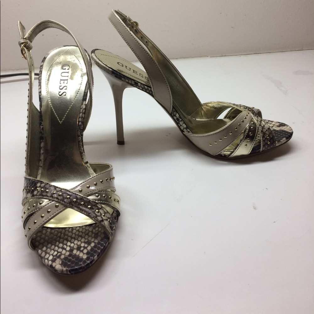 Snake skin and cream heels