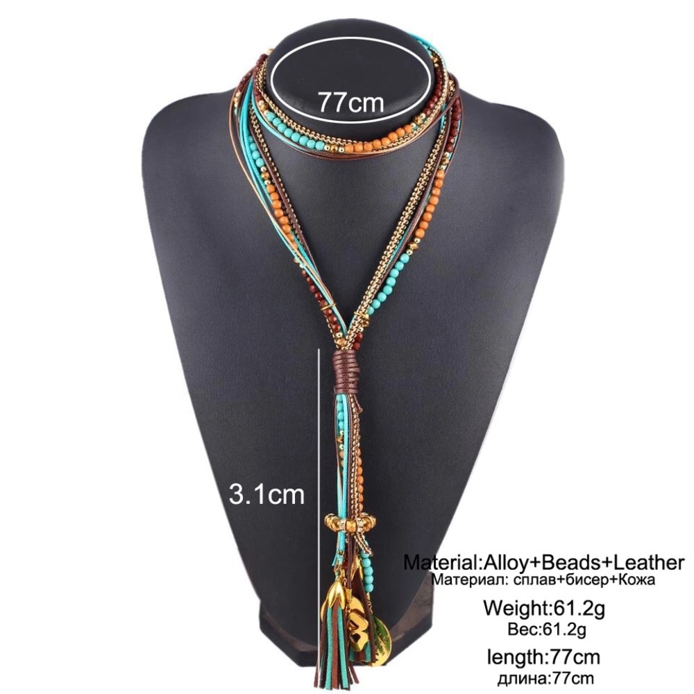 ✨Beaded Multi Charm Tassle Necklace✨ - Picture 2 of 4