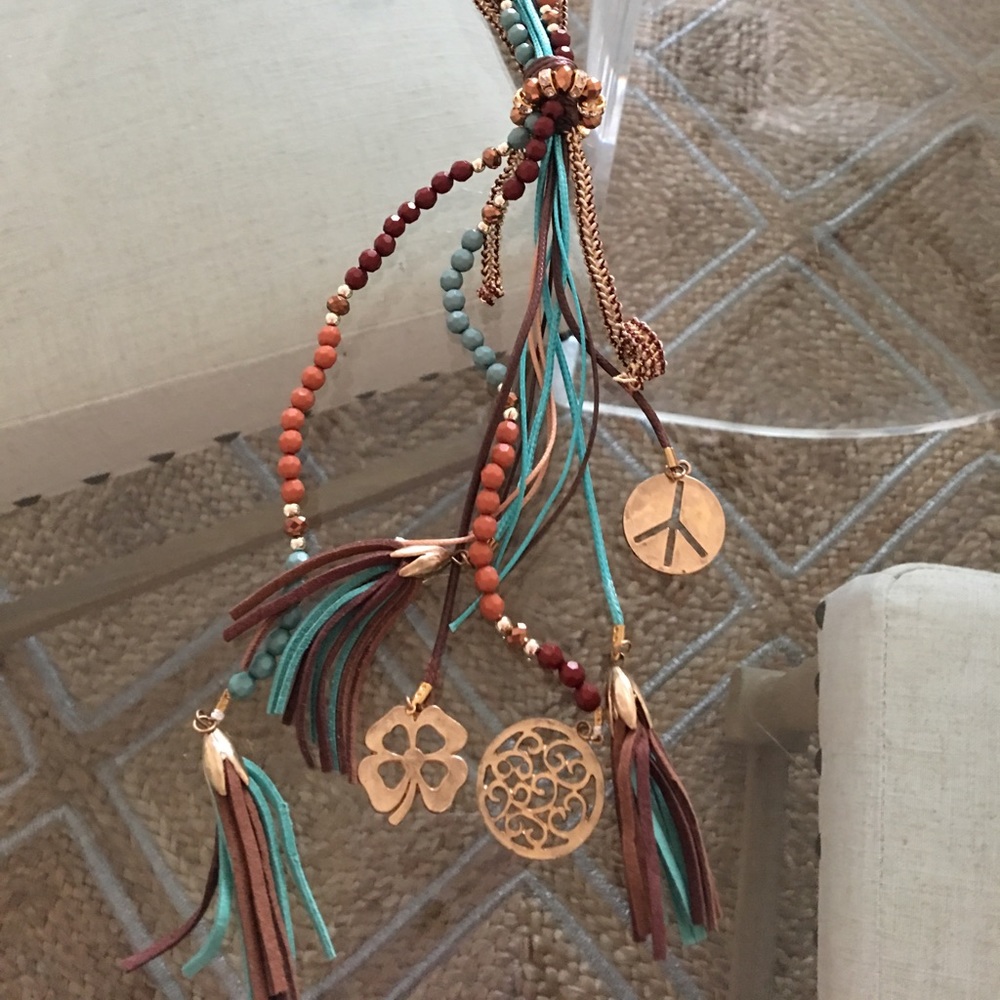 ✨Beaded Multi Charm Tassle Necklace✨ - Picture 3 of 4