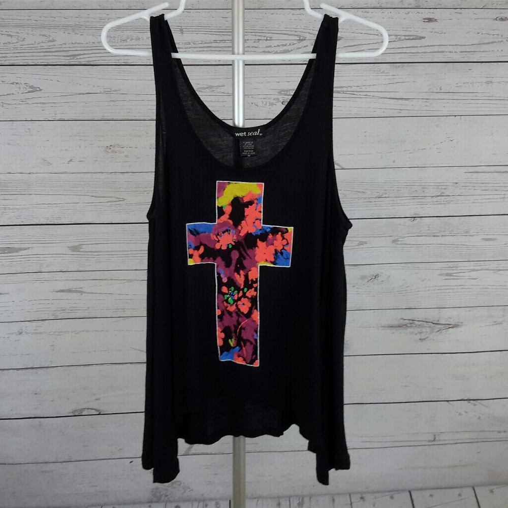 Women's Wet Seal Tank Top With Cross Size Medium