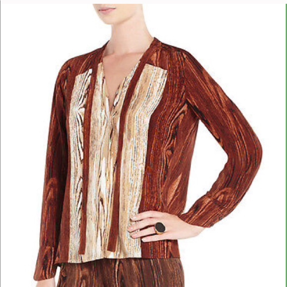 BCBGMAXAZRIA Jade  Silk Blouse Sz M