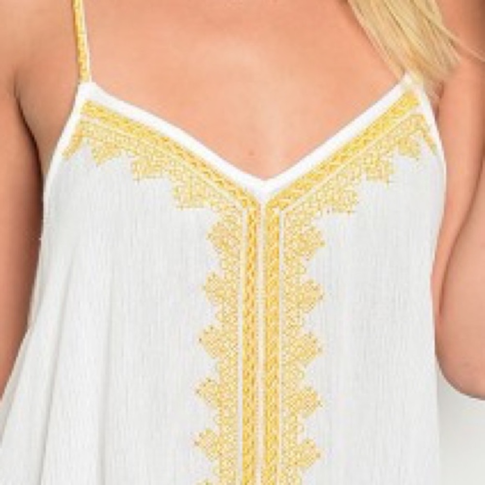 Ivory and Gold Lace Ruffle Racerback Hi Lo Cami - Picture 2 of 4