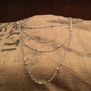 Long silver 27" necklace with drop