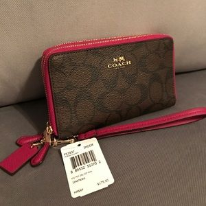 Coach phone wallet in signature coated canvas