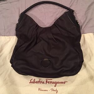 Salvatore Ferragamo Fondente Calf Shoulder Bag