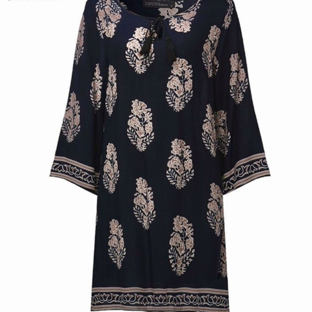 Elegant Retro 3/4 Sleeve Mini Tunic Loose Dress - Picture 5 of 8