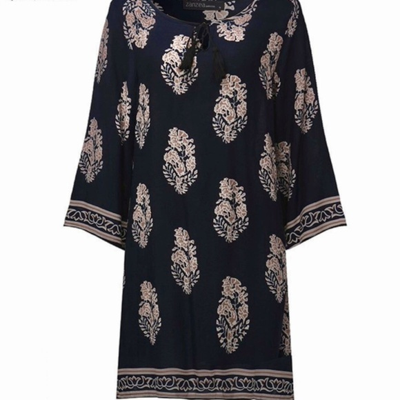 Elegant Retro 3/4 Sleeve Mini Tunic Loose Dress - Picture 5 of 8