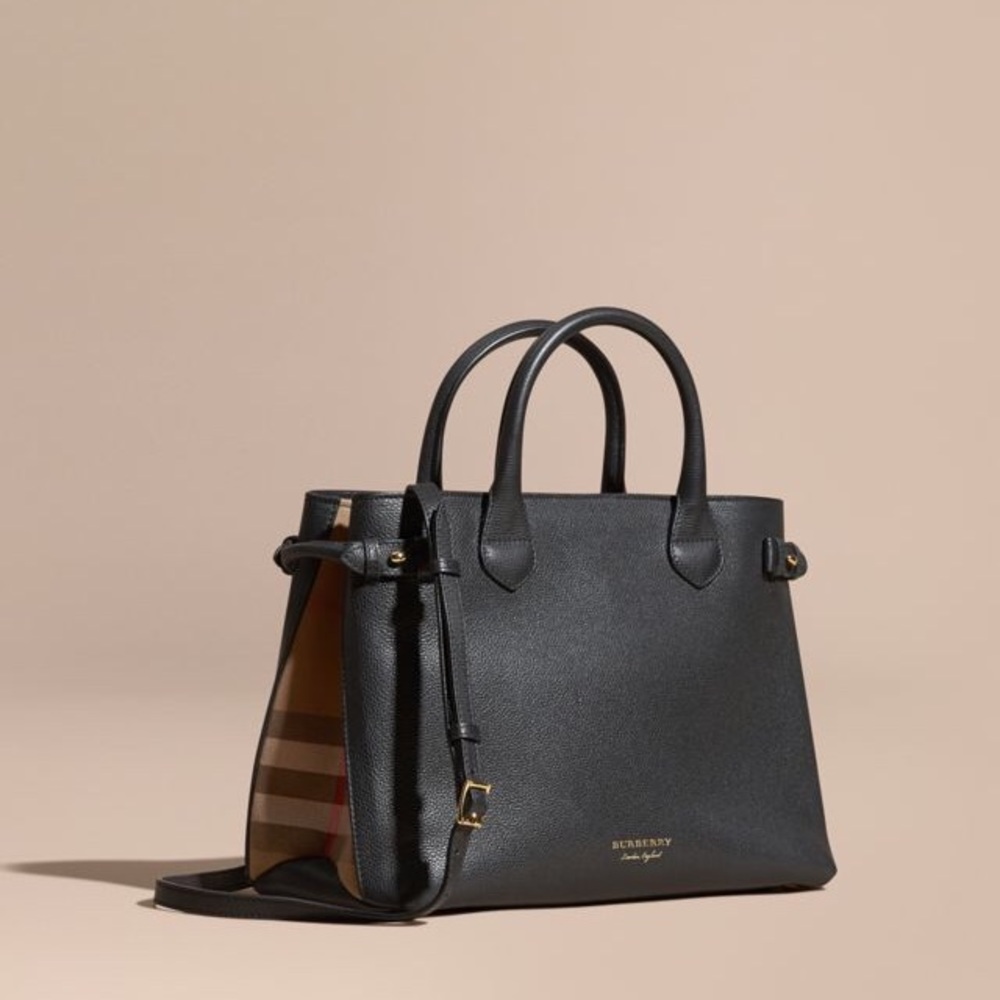 Burberry Medium Banner in Leather and House Check